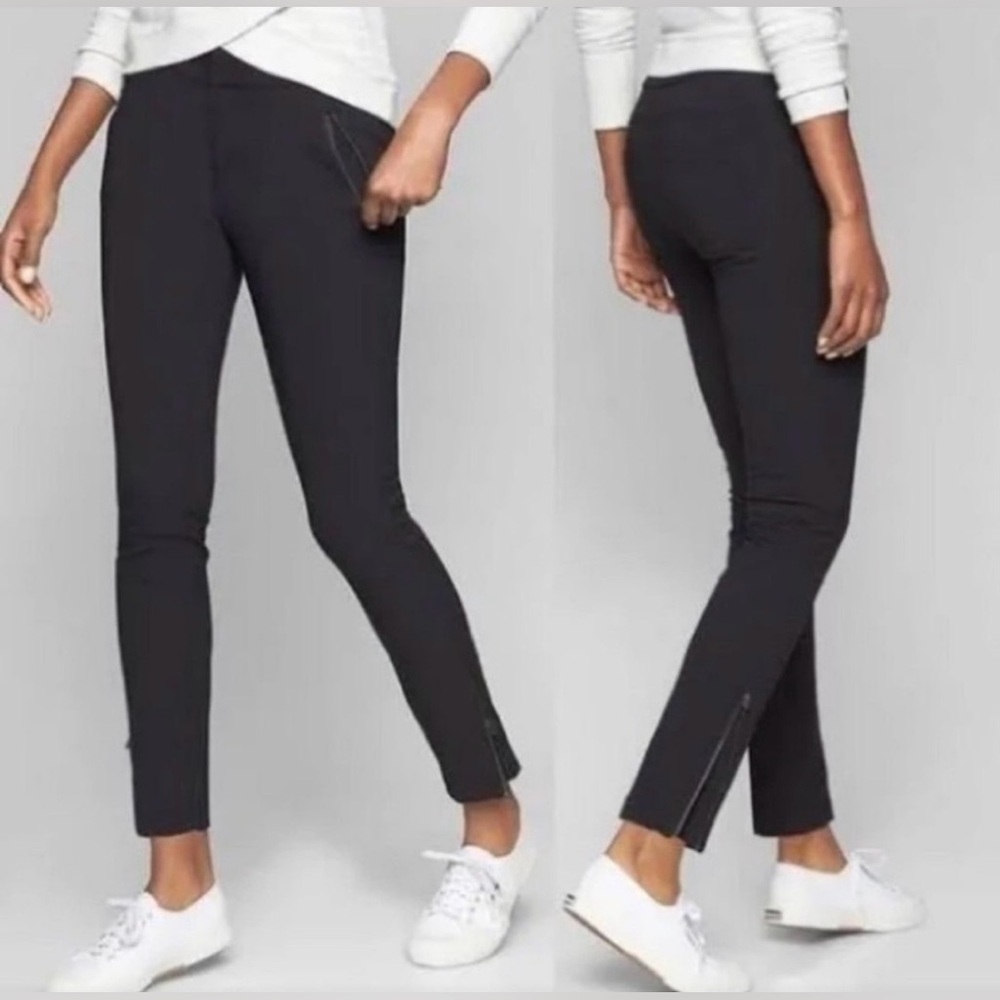 Athleta Wander Skinny Black Ankle Stretch Zip Pants